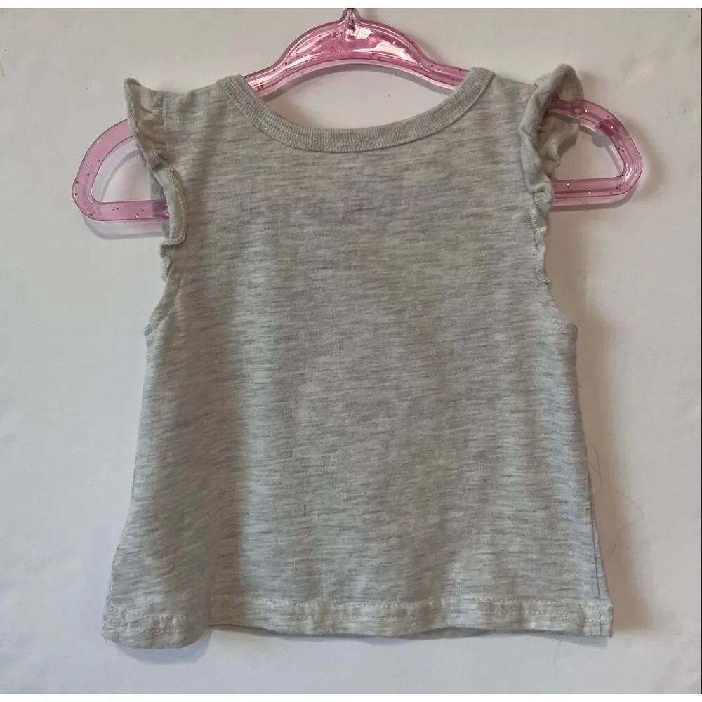Disney Junior Minnie Heather Gray Happy Girl Tank Top   Size 18 Months
